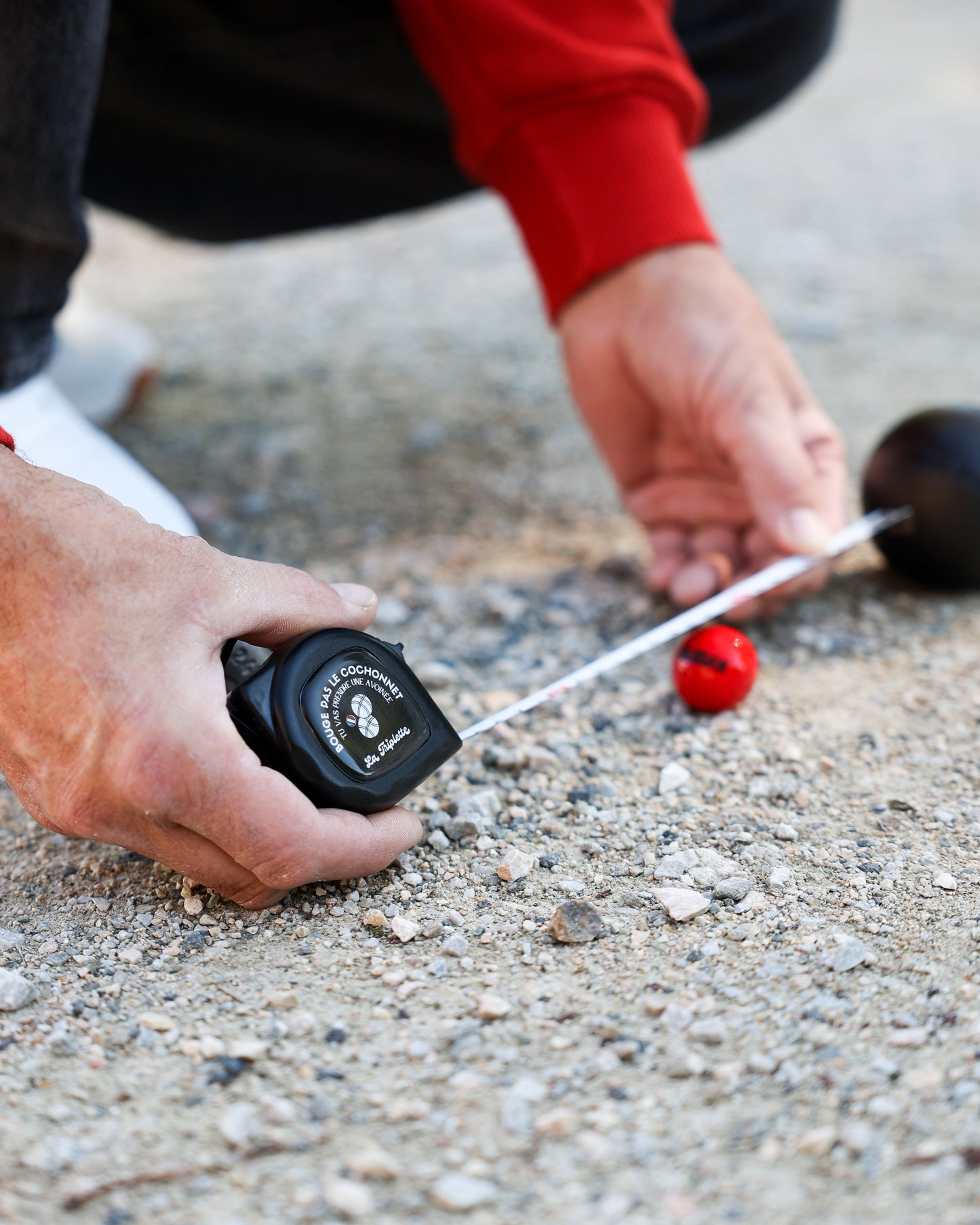 Mètre de pétanque "Bouge pas le cochonnet"