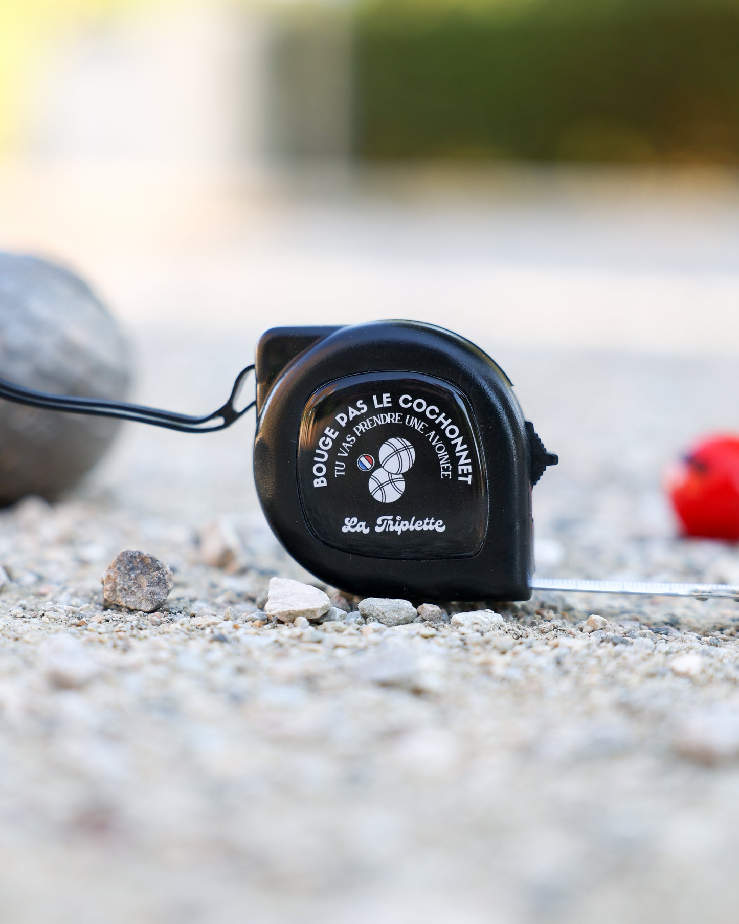 Mètre de pétanque "Bouge pas le cochonnet"