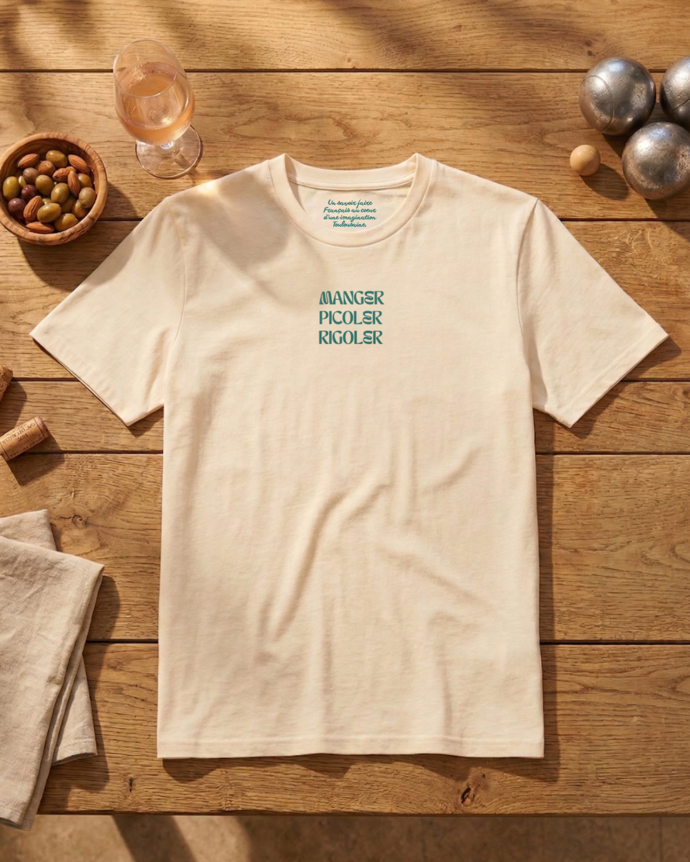 T-shirt Manger Picoler Rigoler
